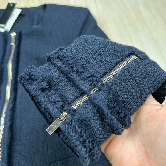 NWT Premise Navy Night Life Tweed Full Zip Preppy Chic Office Blazer Jacket 4 - Picture 5 of 13
